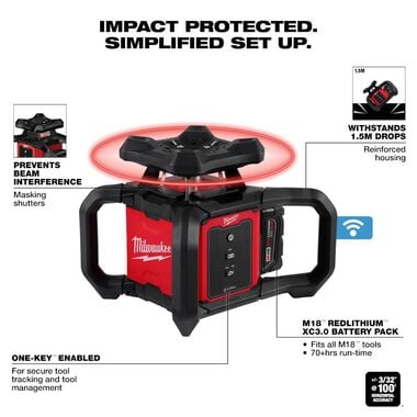 M18 Red Exterior Rotary Laser Level Kit with Receiver, Tripod, & Grade Rod