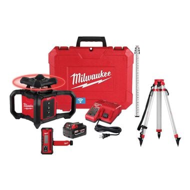 M18 Red Exterior Rotary Laser Level Kit with Receiver, Tripod, & Grade Rod